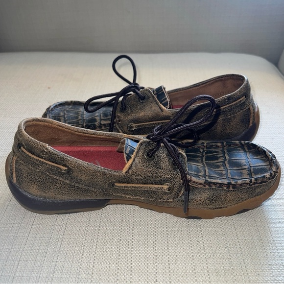 Twisted X Loafers Womens Leather Lace Up Antibacterial Washable Driving 5.5M - Picture 8 of 11